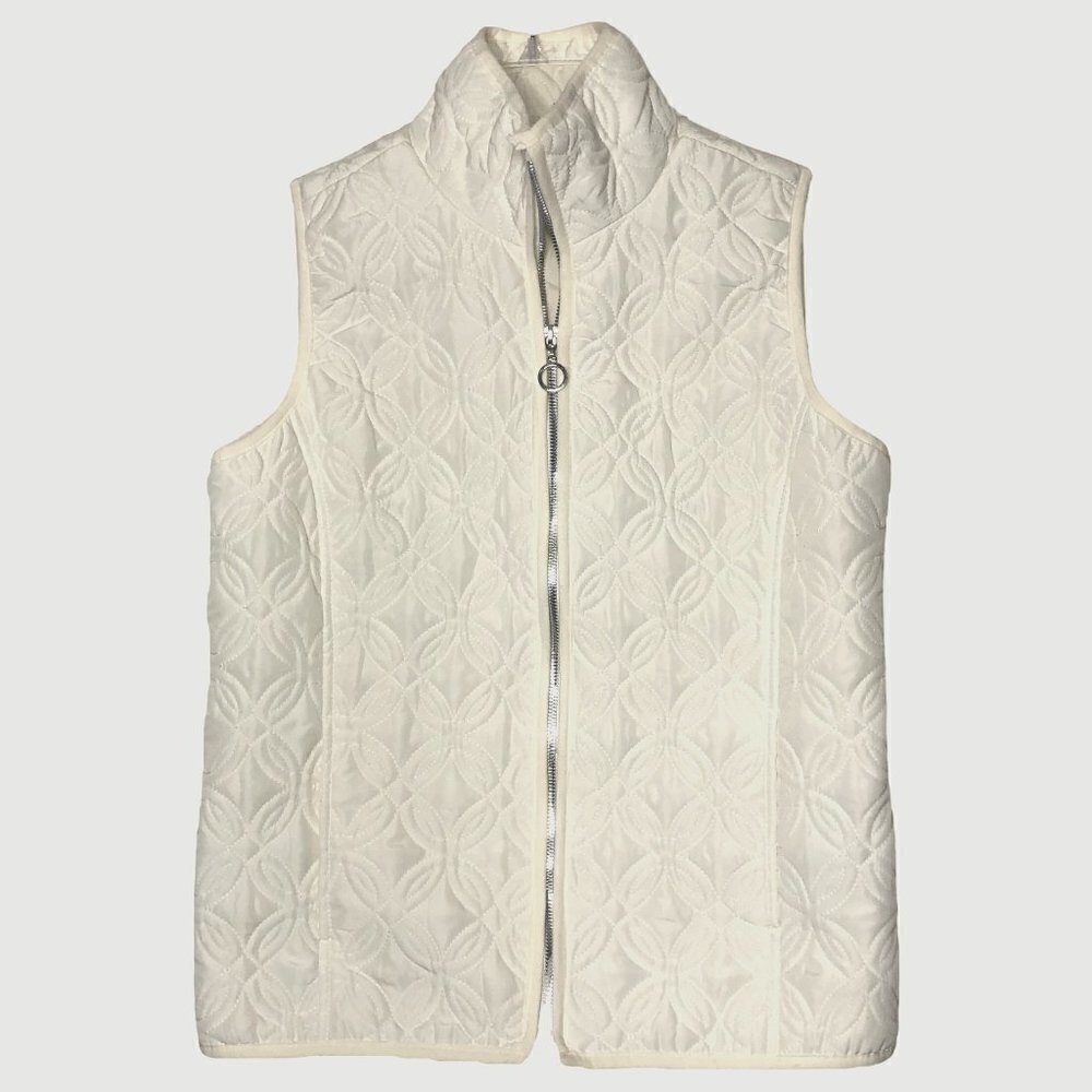 ARCHITECT - Off-white Full Zip Lightweight Quilted Vest - Size Petite Small (PS)